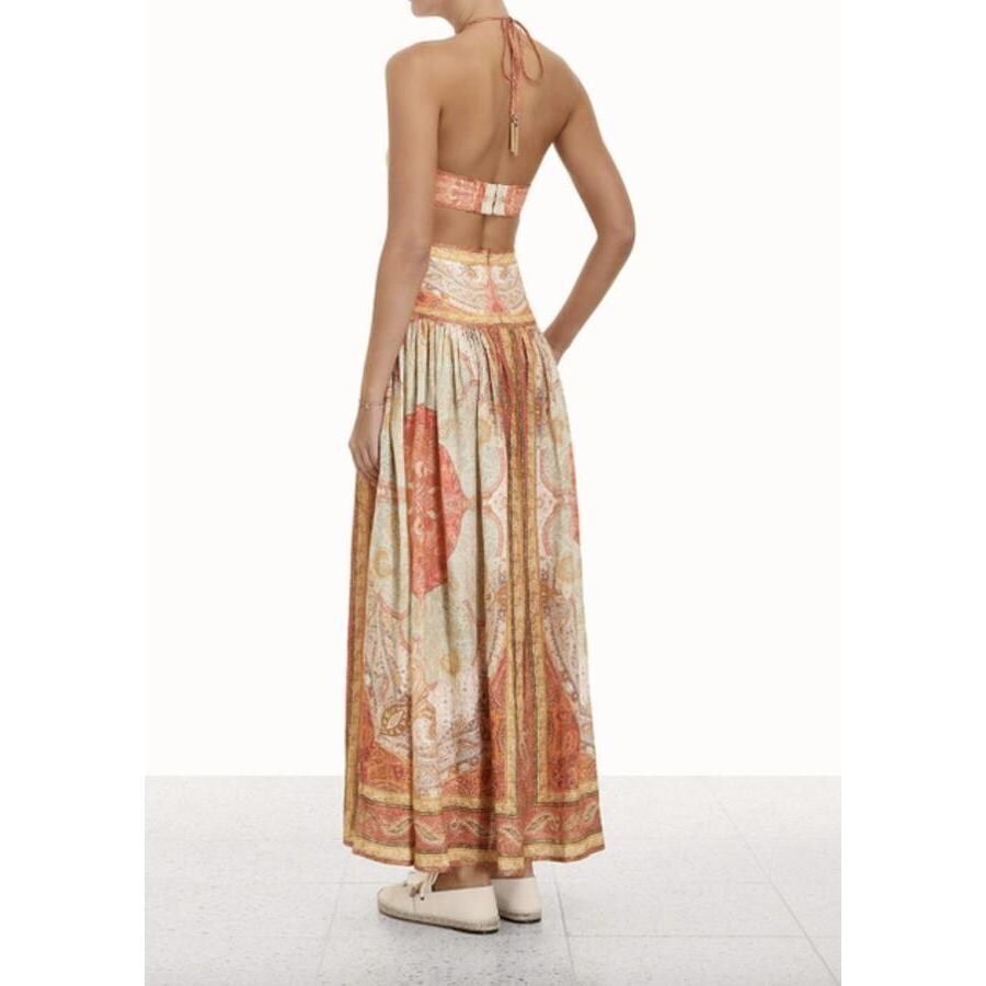 Zimmermann Ladies Anneke Cut Out Long Dress Ginger Paisley 108464