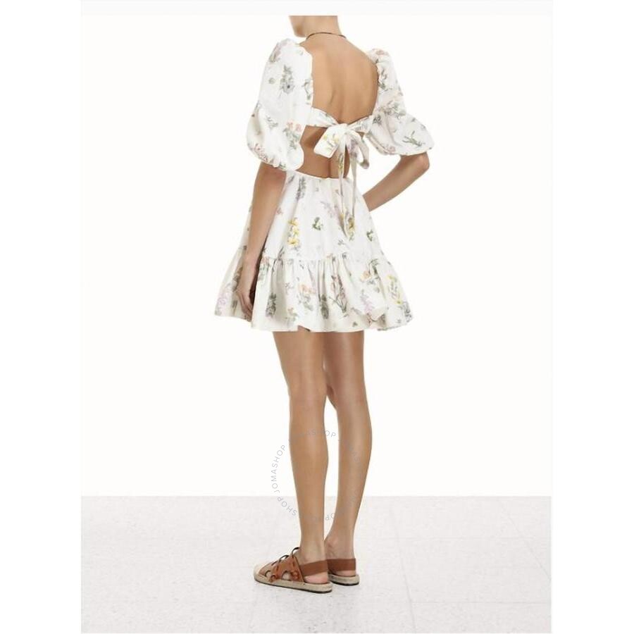 Zimmermann Ladies Jeannie Puff Sleeve Mini Dress Bouquet Floral 108455