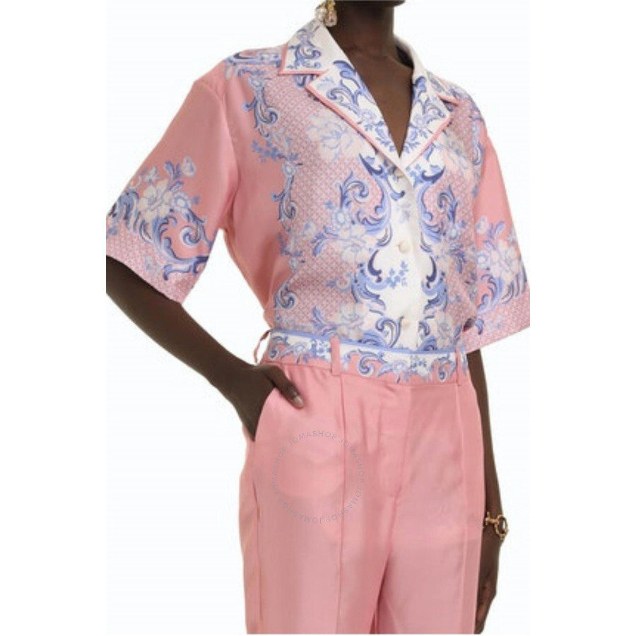 Zimmermann Women Postcard Kick Flare Swirl Floral Coral, Size 3 65113