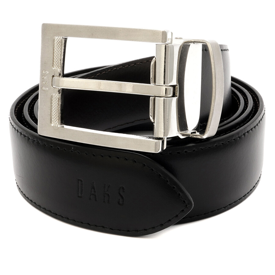 Daks Men's Black Smooth Leather Adjustable Belt, Size One Size GB1726 NS 8F 5060509613281