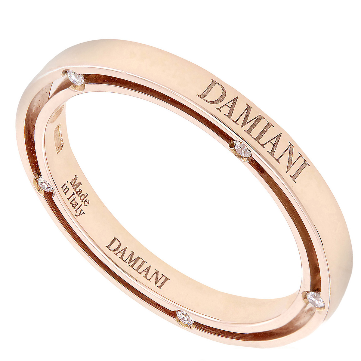 Damiani D.Side Pink Gold Diamond Wedding Band, Size 9 20053386