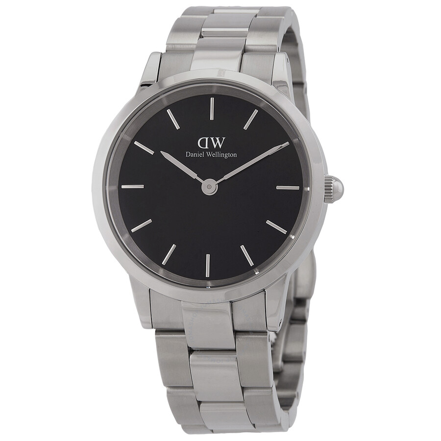 Daniel Wellington 腕時計 Iconic Link Silve 36 DW00100204 Daniel Wellington Iconic Link Quartz Black Dial Unisex Watch