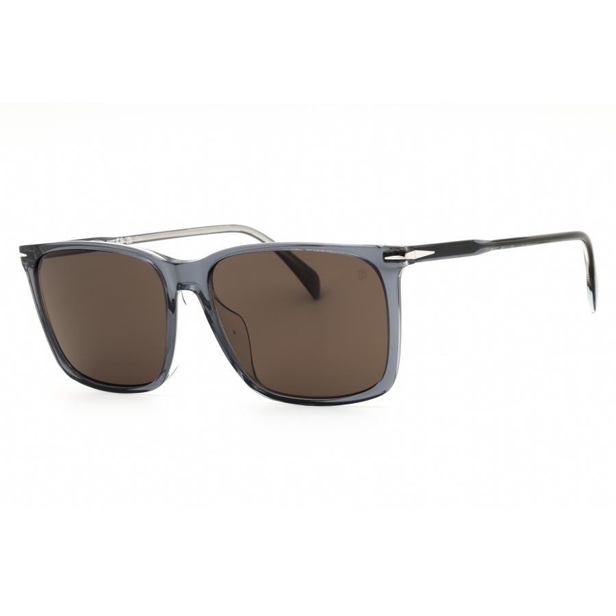 David Beckham Men's Grey Rectangular Sunglasses Db1145gs In Brown