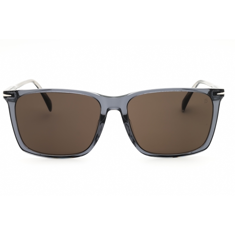 David Beckham Men's Grey Rectangular Sunglasses Db1145gs In Brown