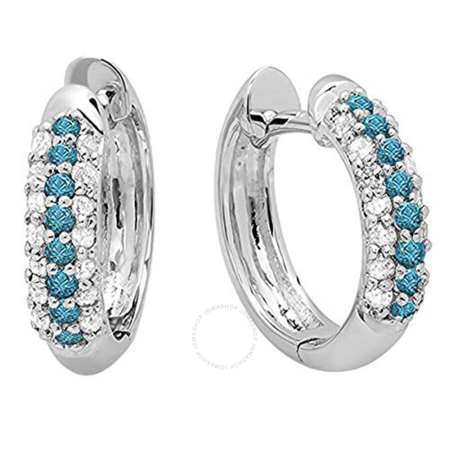 Rose Gold Dazzlingrock Collection 18K Round Gemstone & White Diamond Ladies Pave Set Huggies Hoop Earrings Rose Gold Dazzlingrock Collection 18K Round Gemstone & White Diamond Ladies Pave Set Huggies Hoop Earrings