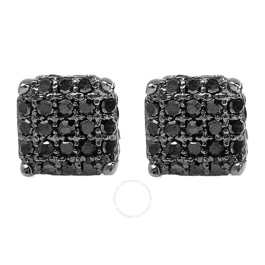 Available in Black Rhodium Plated 10K|14K|18K Gold & 925 Sterling Silver Round Black Diamond Mens Square Shape Hip Hop Iced Stud Earrings 1/10 CT ctw Dazzlingrock Collection 0.10 Carat Available in Black Rhodium Plated 10K|14K|18K Gold & 925 Sterling Silver Round Black Diamond Mens Square Shape Hip Hop Iced Stud Earrings 1/10 CT ctw Dazzlingrock Collection 0.10 Carat