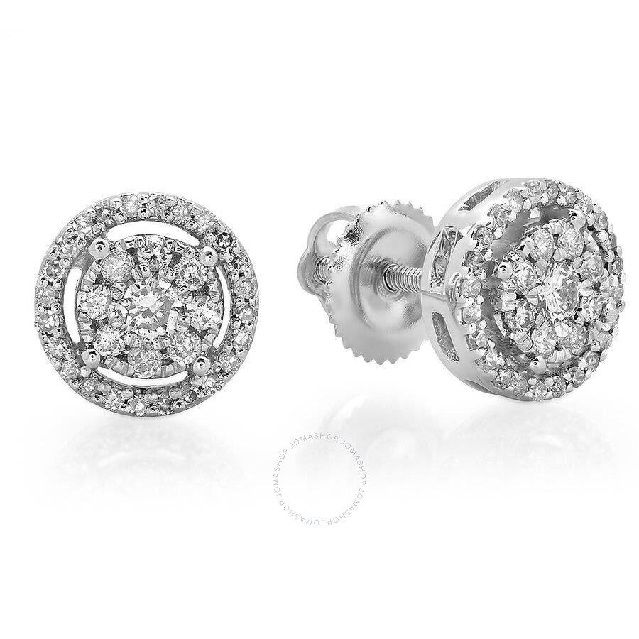 ctw 14K White Gold Round White Diamond Ladies Circle Shape Stud Earrings 1/3 CT Dazzlingrock Collection 0.33 Carat ctw 14K White Gold Round White Diamond Ladies Circle Shape Stud Earrings 1/3 CT Dazzlingrock Collection 0.33 Carat