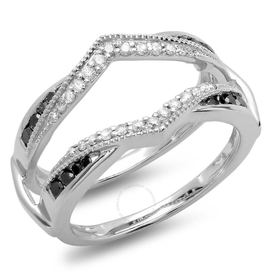 Dazzlingrock Collection 0.52 Carat 10K Gold White Diamond Ladies Anniversary Wedding Enhancer Guard Double Ring 1//2 CT ctw