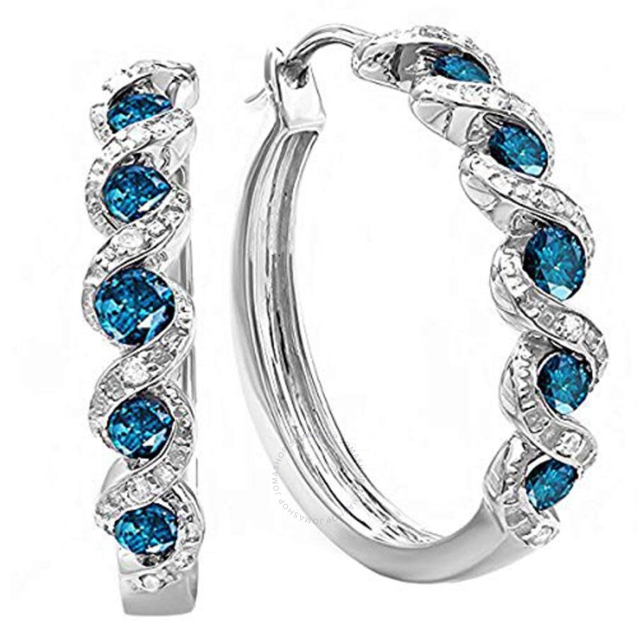Sterling Silver ctw Dazzlingrock Collection 0.23 Carat Blue & White Diamond Heart Shaped Bridal Engagement Ring Set 1/4 CT Sterling Silver ctw Dazzlingrock Collection 0.23 Carat Blue & White Diamond Heart Shaped Bridal Engagement Ring Set 1/4 CT
