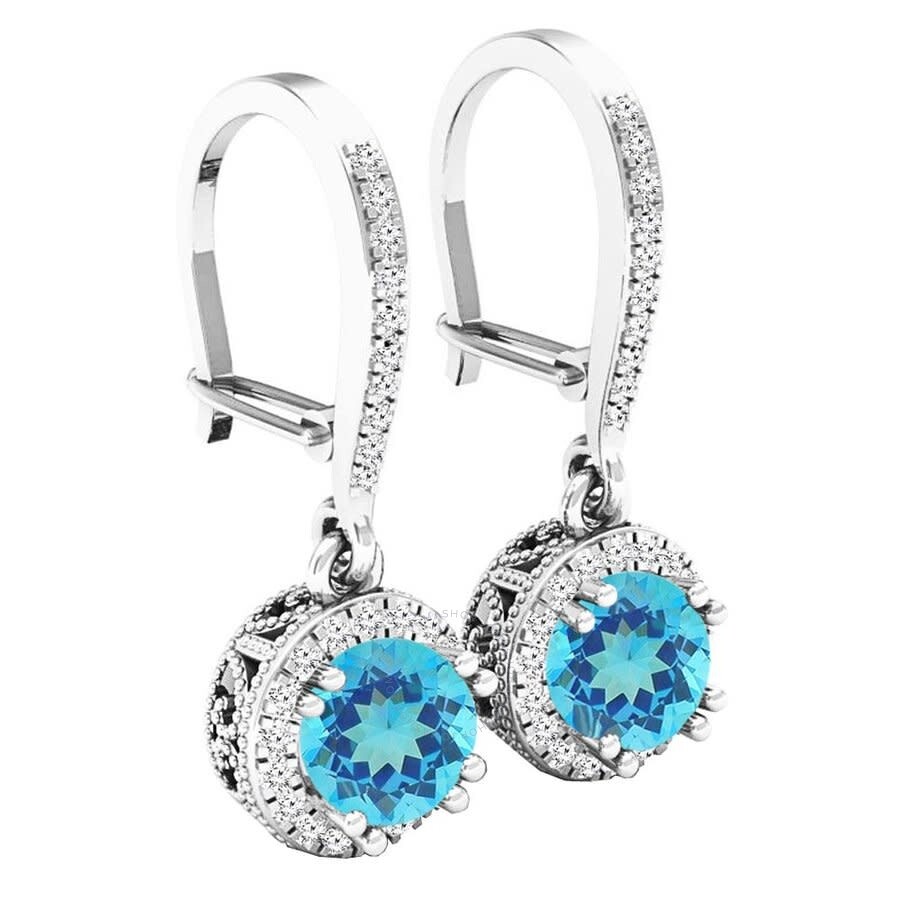 White Gold Dazzlingrock Collection 10K 5.5 MM Each Round Gemstone & Diamond Ladies Solitaire Stud Earrings White Gold Dazzlingrock Collection 10K 5.5 MM Each Round Gemstone & Diamond Ladies Solitaire Stud Earrings