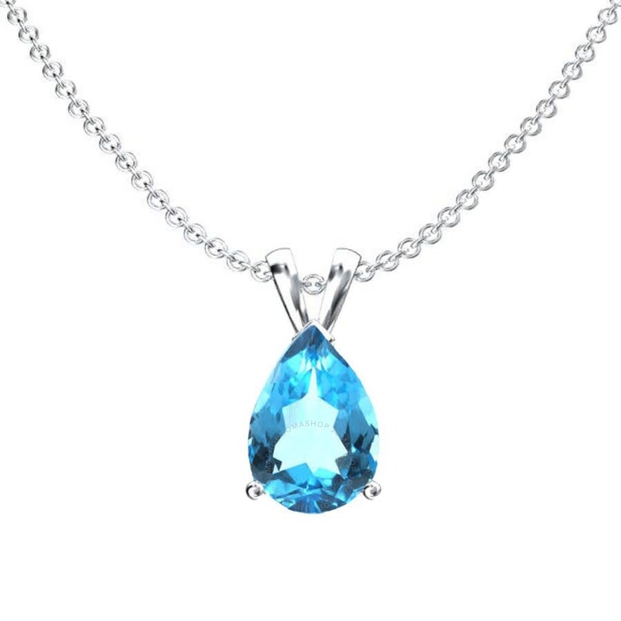 GLEENECKLAC Natural Blue Topaz Pendant 925 Sterling Silver Charm Fine Jewelry for Women with Box