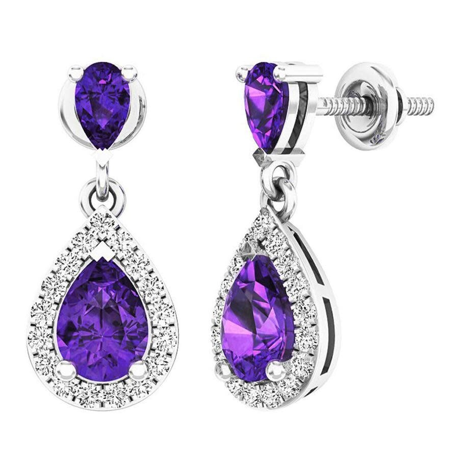 Dazzlingrock Collection 10K 7X5 MM Each Pear Lab Created Gemstone & Round Diamond Ladies Teardrop Dangling Drop Earrings White Gold Dazzlingrock Collection 10K 7X5 MM Each Pear Lab Created Gemstone & Round Diamond Ladies Teardrop Dangling Drop Earrings White Gold
