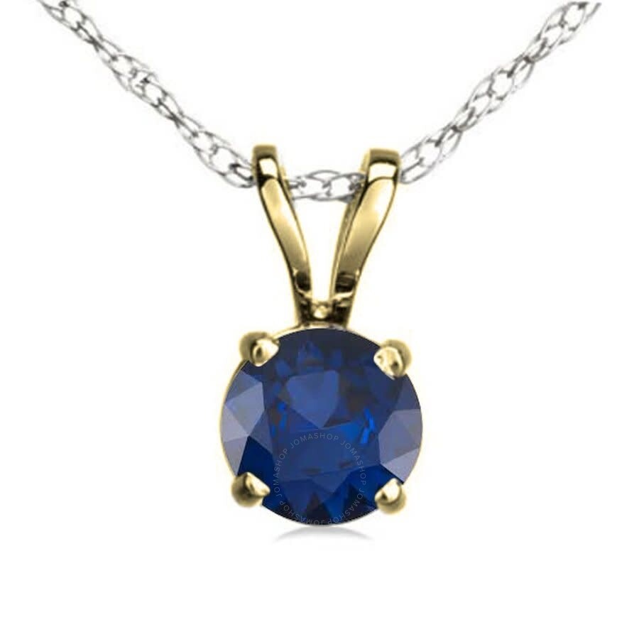 Dazzlingrock Collection 18K 5 MM Round Lab Created Gemstone Ladies Solitaire Pendant Yellow Gold