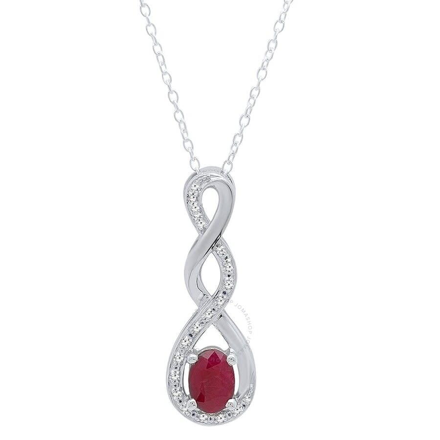 Sterling Silver 7 x 5 mm Oval Created Ruby Pendant with Chain Sterling Silver 7 x 5 mm Oval Created Ruby Pendant with Chain
