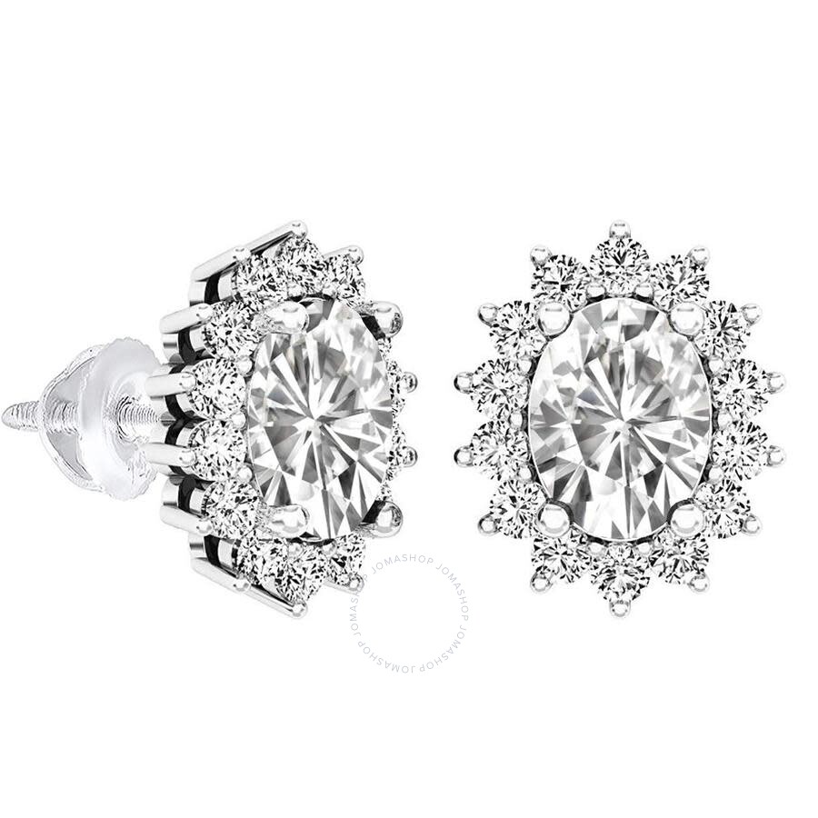 Dazzlingrock Collection 8X6 MM Oval Lab Created Gemstone & Round White Sapphire Ladies Fashion Stud Earrings Sterling Silver Dazzlingrock Collection 8X6 MM Oval Lab Created Gemstone & Round White Sapphire Ladies Fashion Stud Earrings Sterling Silver