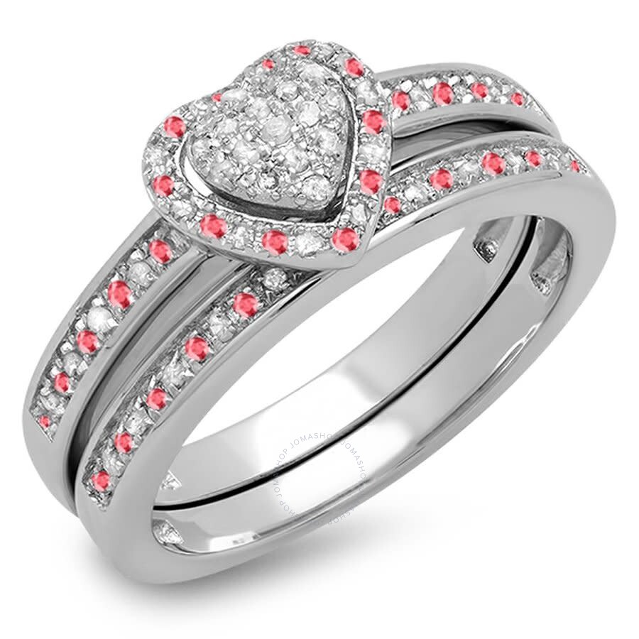 Dazzlingrock Collection 10K Gold Round Ruby /& White Diamond Split Shank Bridal Engagement Ring Set