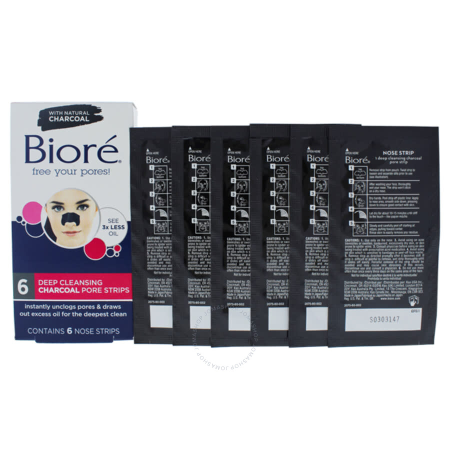 Biore Deep Cleansing Charcoal Pore Strips by Biore for Unisex 6 Pc