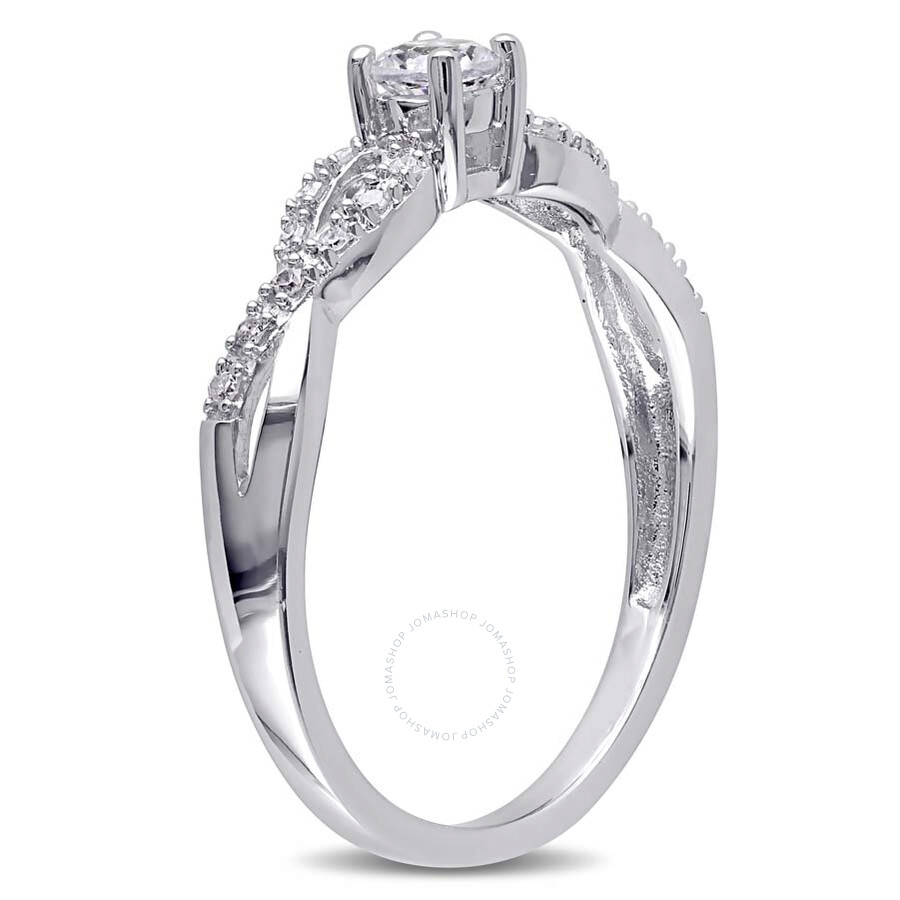 Amour 1/10 Ct Tw Diamond And Created White Sapphire Infinity Ring In Sterling Silver In Silver / White