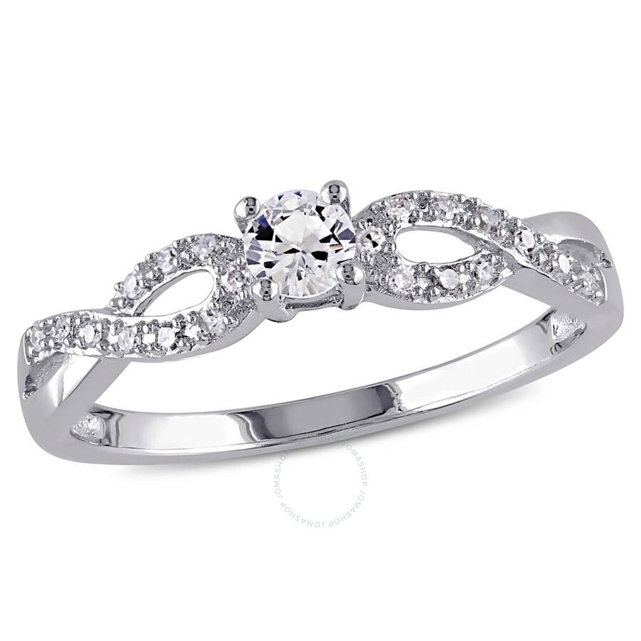 Shop Amour 1/10 Ct Tw Diamond And Created White Sapphire Infinity Ring In Sterling Silver In Silver / White