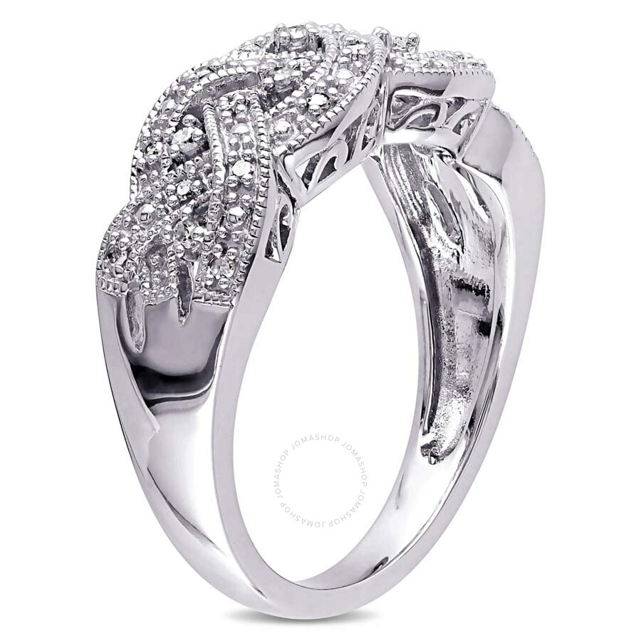 Amour 1/8 Ct Tw Braided Diamond Ring In Sterling Silver In Silver