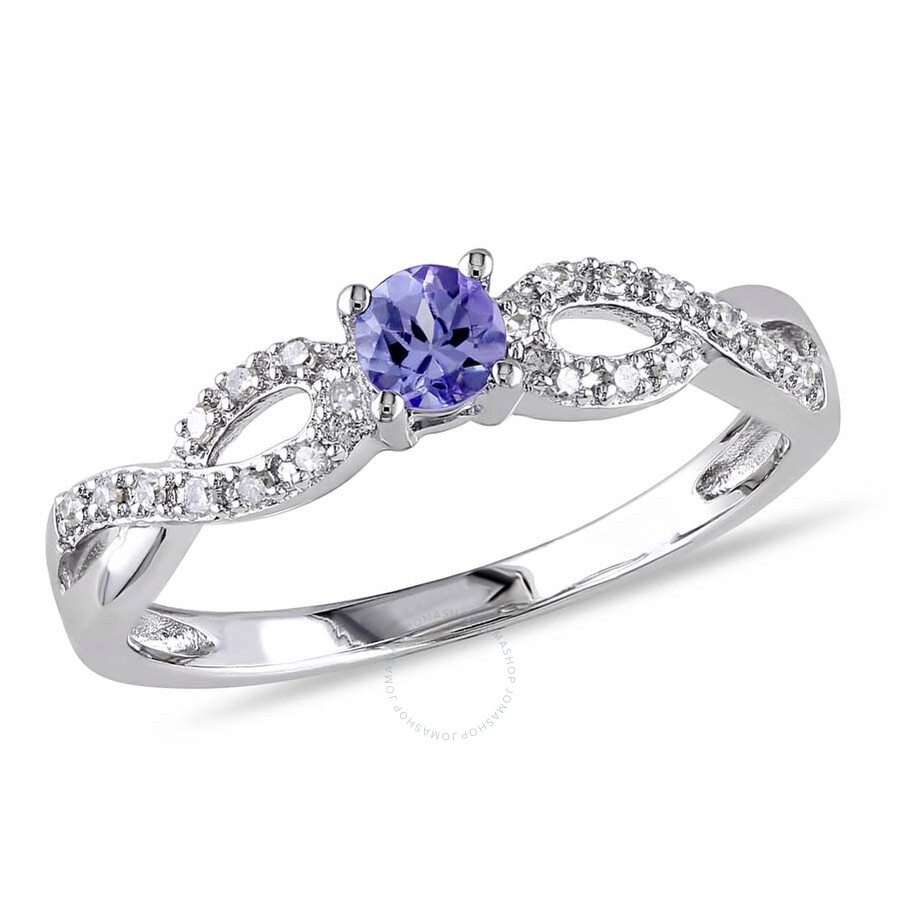 Amour 1/10 Ct Tw Diamond And Tanzanite Infinity Ring In Sterling Silver In Silver