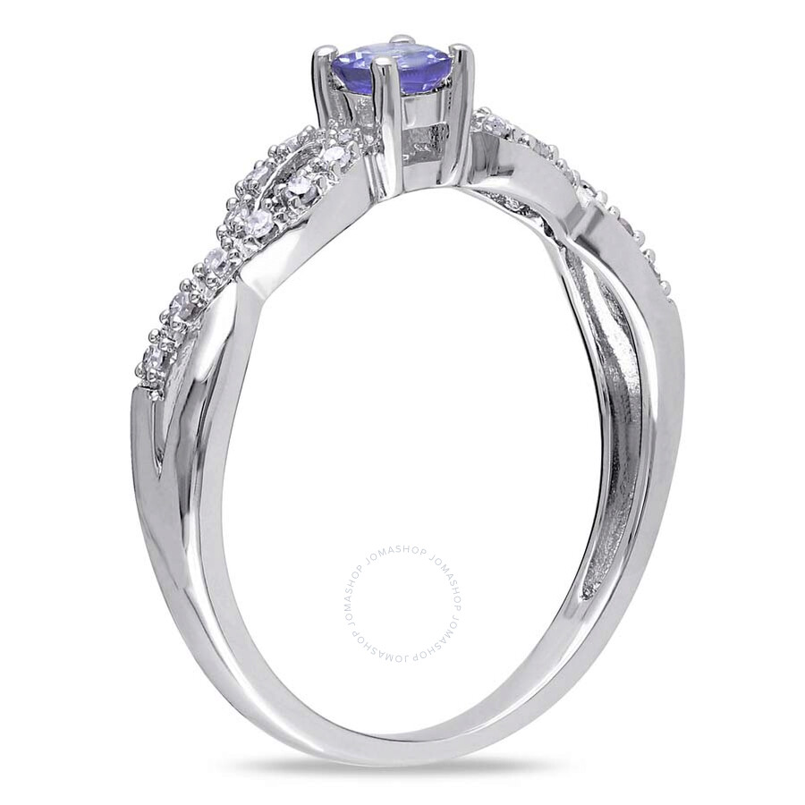 Amour 1/10 Ct Tw Diamond And Tanzanite Infinity Ring In Sterling Silver In Silver
