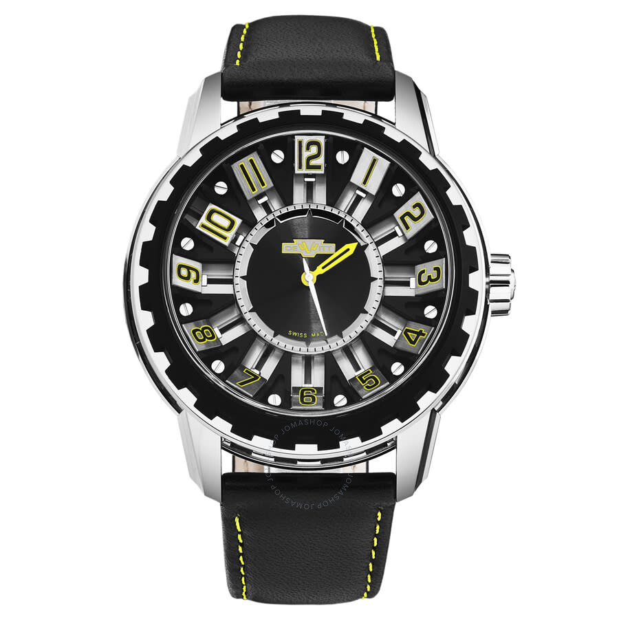 Dewitt Academia Automatic Black Dial Men's Watch Ac.sld.005 Rpb In Black / Yellow