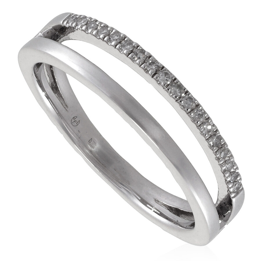 Diamanti Per Tutti Duo Diamond Embellished Silver Ring In Silver Tone