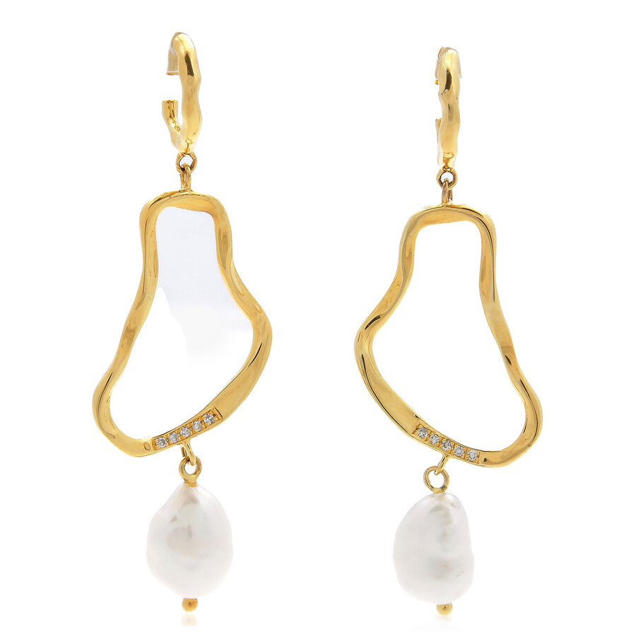 Diamanti Per Tutti Ladies Gold Ava Pearl Drop Earring In Gold Tone