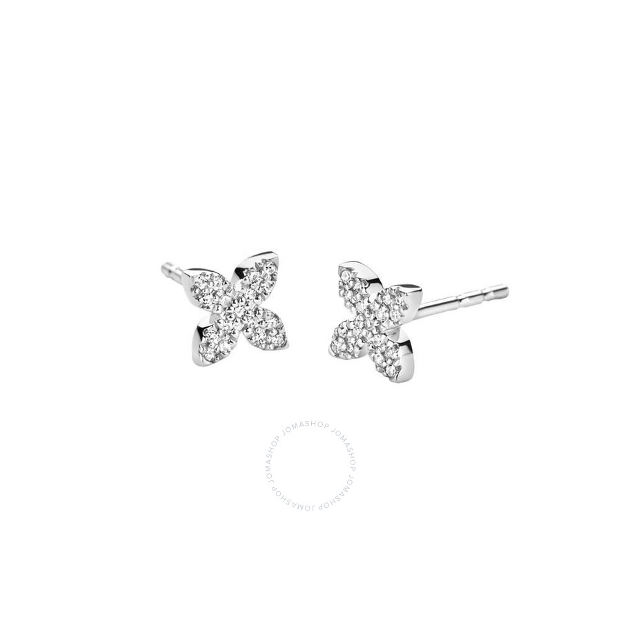 Diamanti Per Tutti Ladies Little Flower Earrings In Silver In Silver Tone