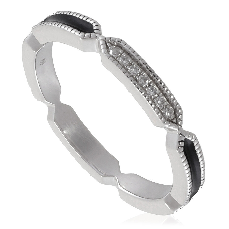 Diamanti Per Tutti Ladies Silver / Black Black Vibration Ring In Silver Tone/black