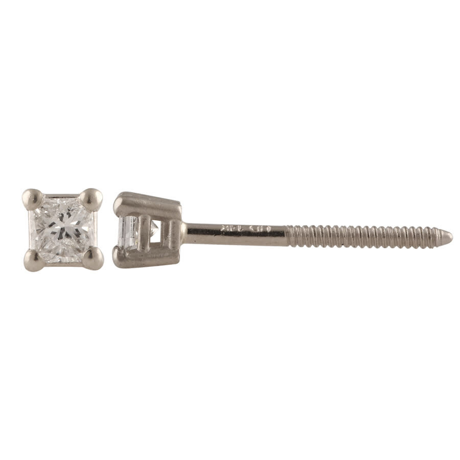 Diamondmuse Diamond Muse 0.10 Cttw 14kt White Gold Square Diamond Stud Earrings For Women In White