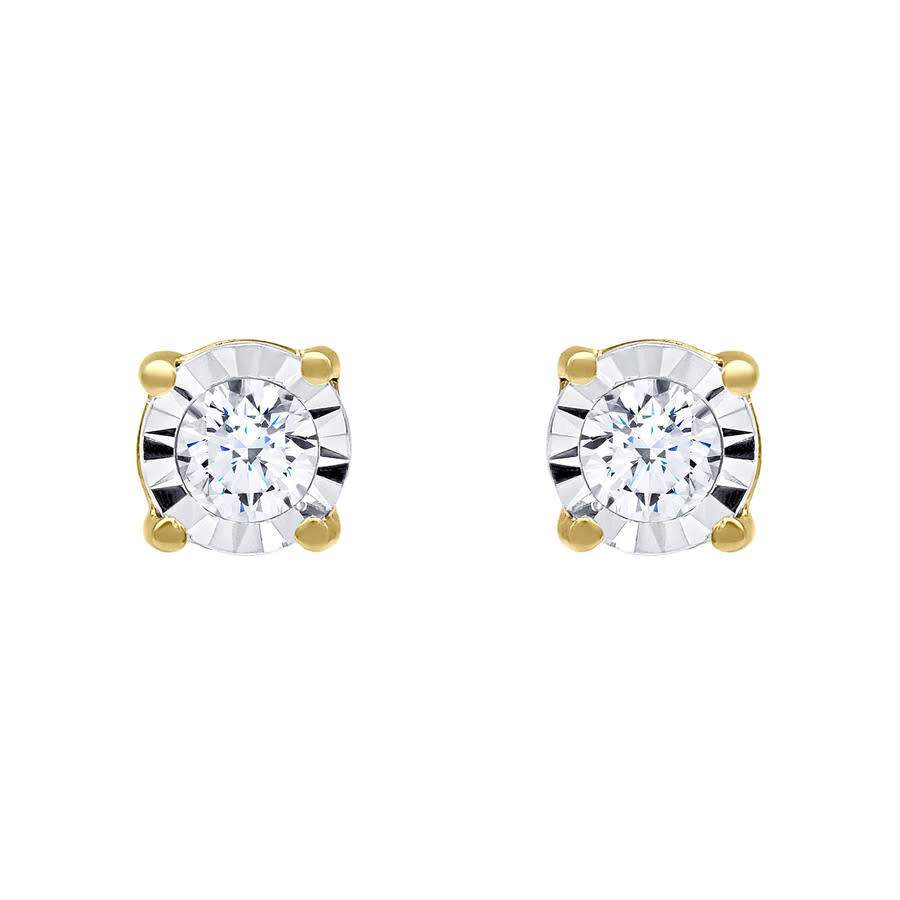 Diamondmuse Diamond Muse 0.20 Cttw 14kt Gold Round Cut Diamond Stud Earrings For Women In Yellow