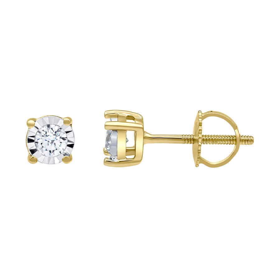 Diamondmuse Diamond Muse 0.20 Cttw 14kt Gold Round Cut Diamond Stud Earrings For Women In Yellow