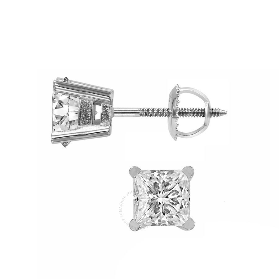 Diamondmuse Diamond Muse 0.25 Cttw 14kt White Gold Princess Cut Diamond Stud Earrings For Women In White