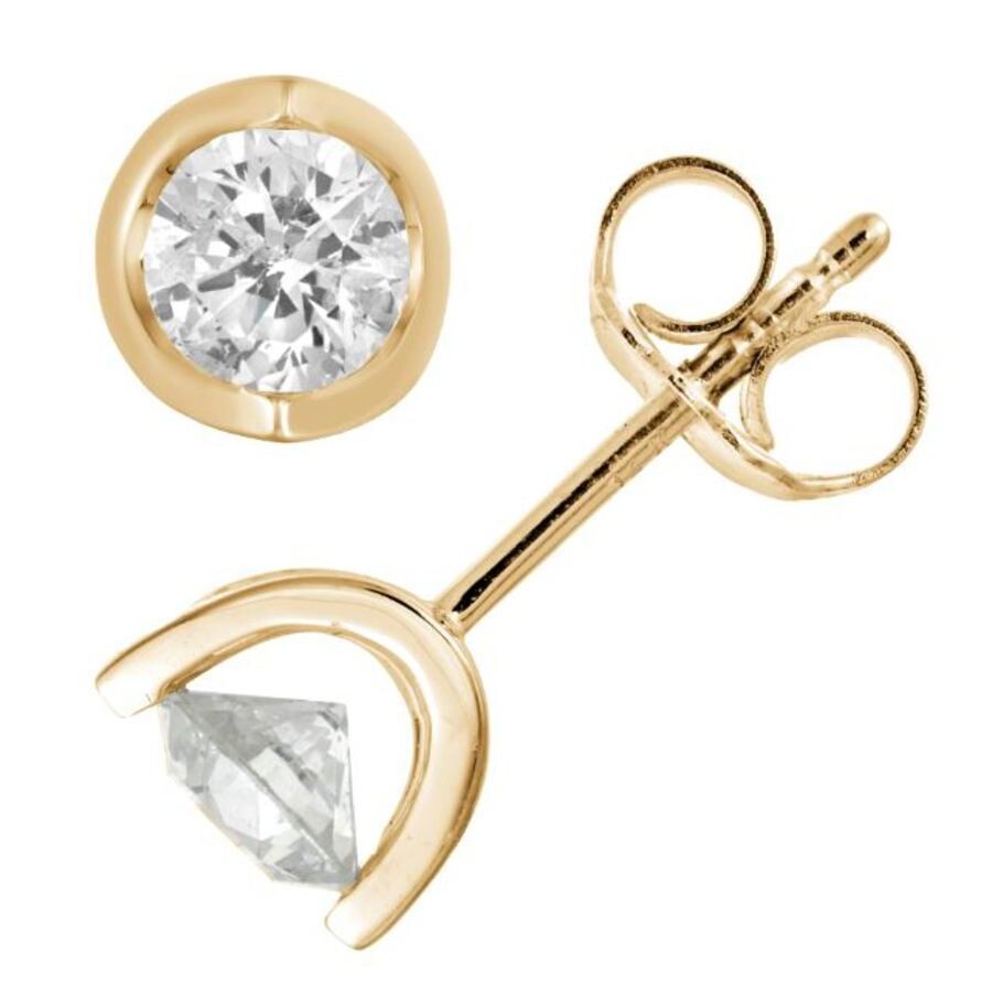 Diamondmuse Diamond Muse 0.50 Cttw 14kt Yellow Gold Round Cut Diamond Stud Earrings For Women In Yellow