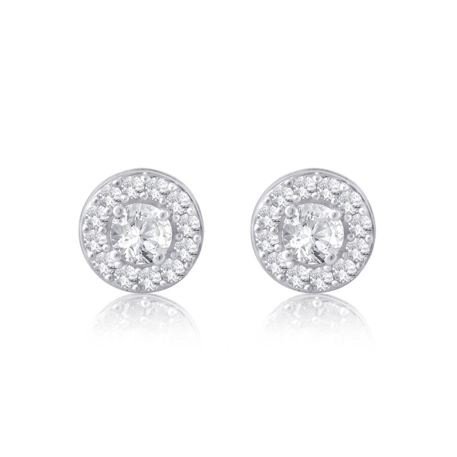 Diamondmuse Diamond Muse 1.00 Cttw 10kt White Gold Round Cut Diamond Stud Earrings For Women In White