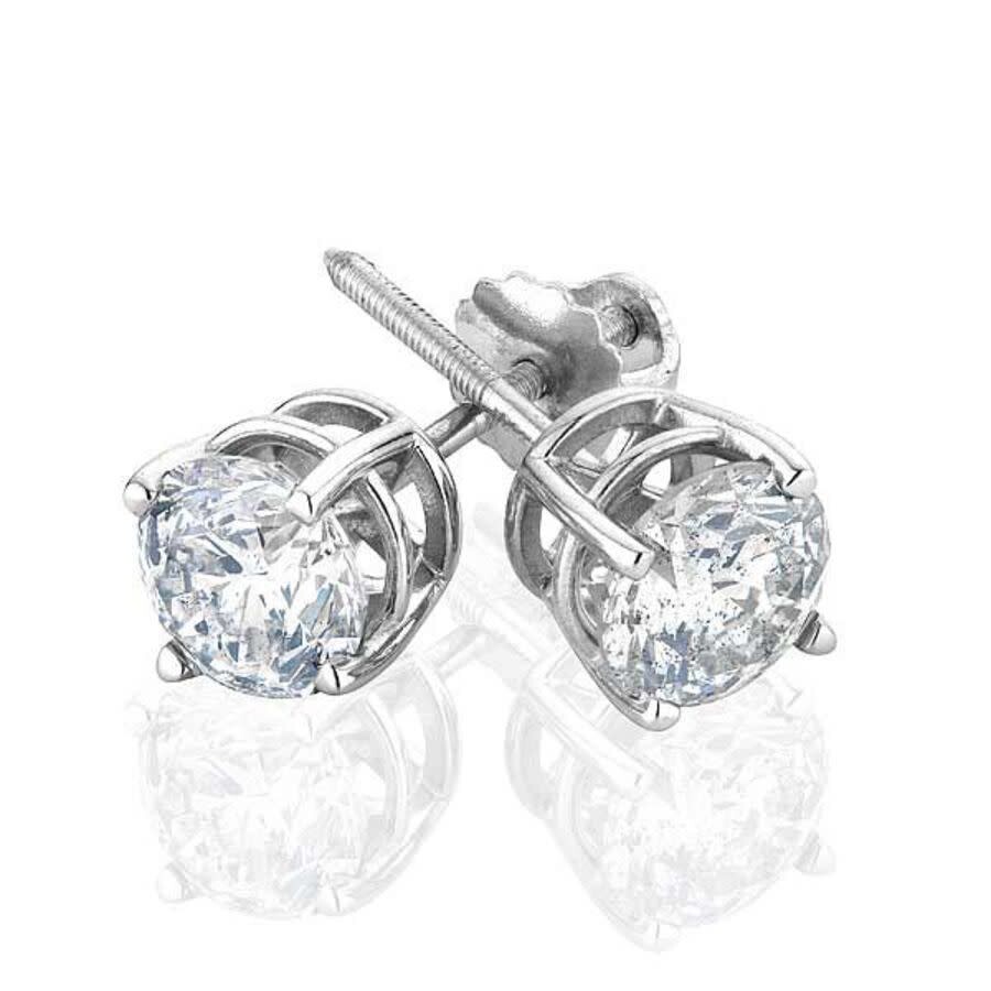 Diamondmuse Diamond Muse 1.25 Cttw 14kt White Gold Prong Set Diamond Stud Earrings For Women In White
