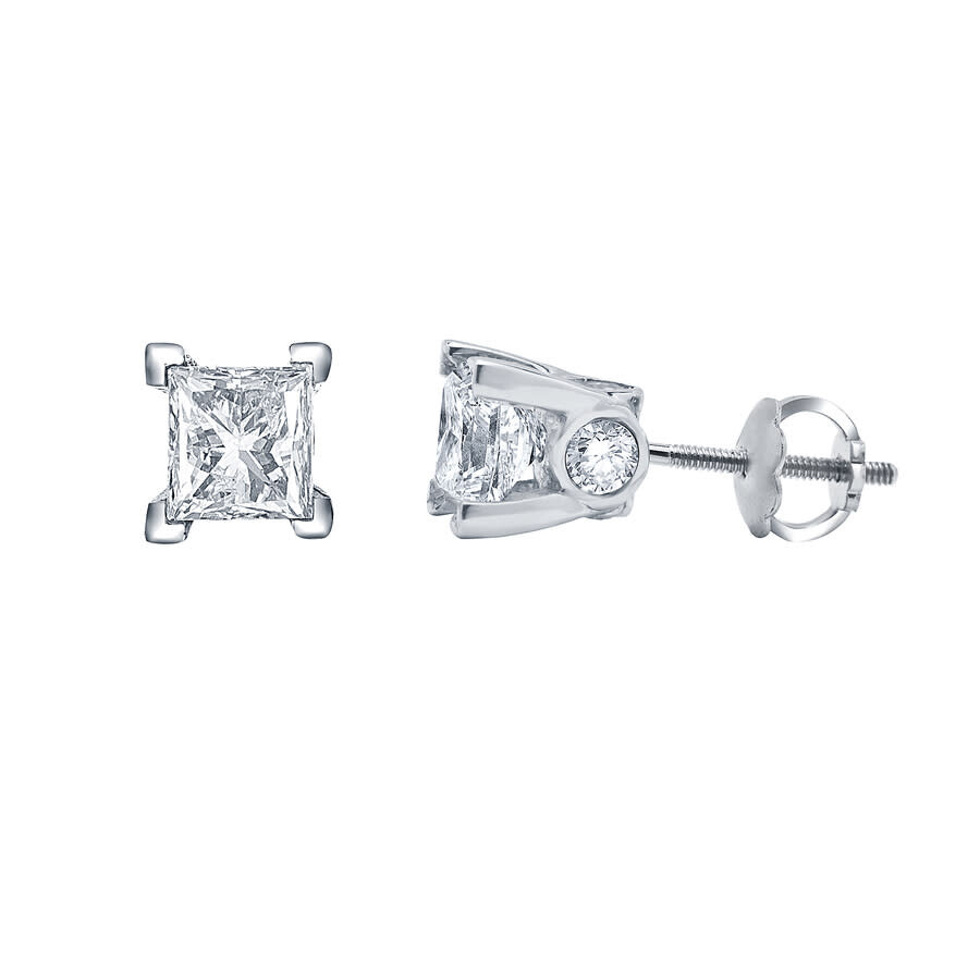 Diamondmuse Diamond Muse 1.50 Cttw14kt White Gold Princess Cut Diamond Stud Earrings For Women In White
