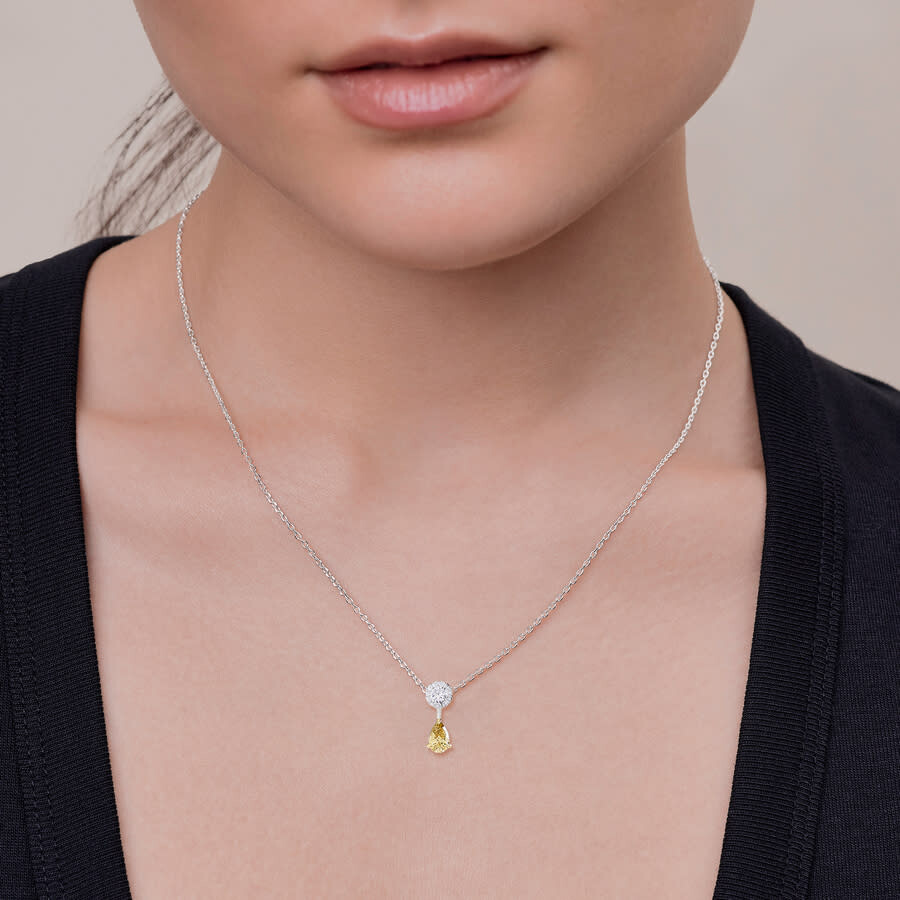 Diamond2deal 14k Two-tone Gold 1.3 Ct Pear Cut Yellow & White Lab Grown Diamond Pendant Necklace 18" In Multi