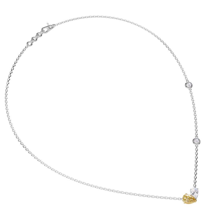 Diamond2deal 14k White Gold 1.7 Ct Pear Cut Yellow & White Lab Grown Diamond Pendant Necklace 18" Vv In White