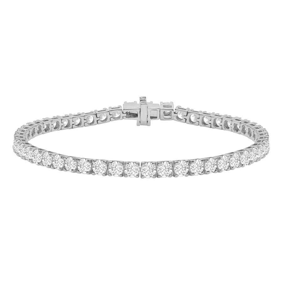 Diamond2deal 14k White Gold 10 Ctw Lab-grown Diamond 4-prong Setting Straight-line Tennis Bracelet ( In White
