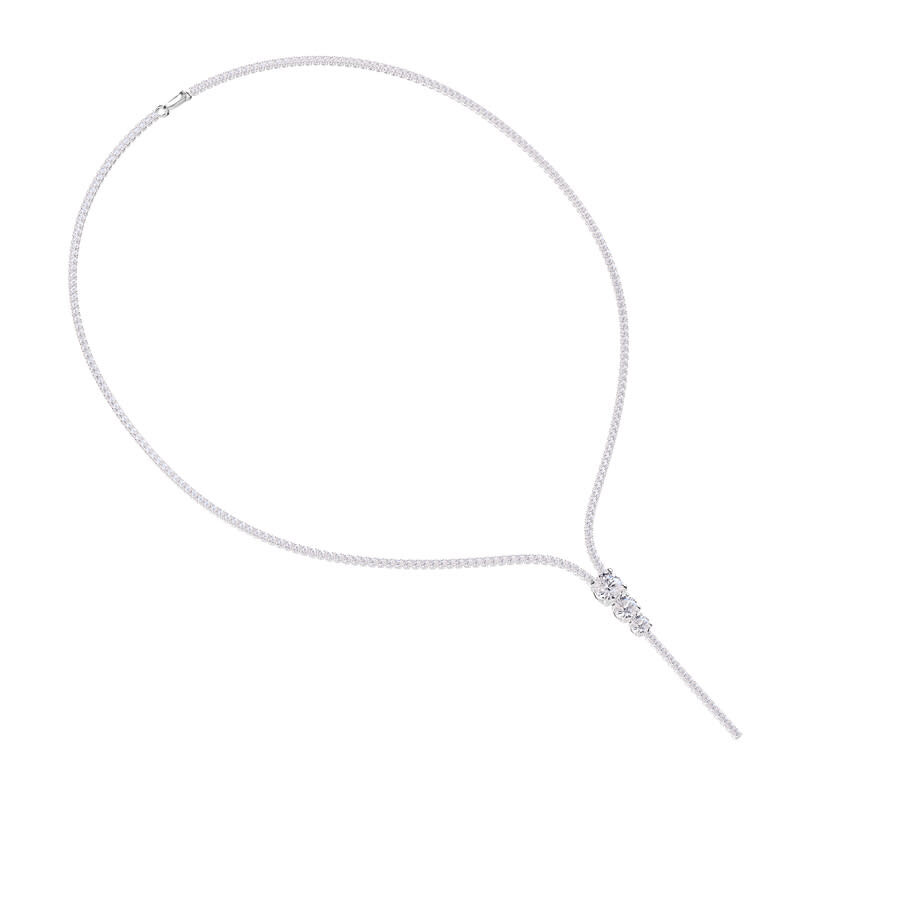 Diamond2deal 14k White Gold 7 Ct Round Lab Grown Diamond Tennis Drop Necklace 18" Vvs-vs In White