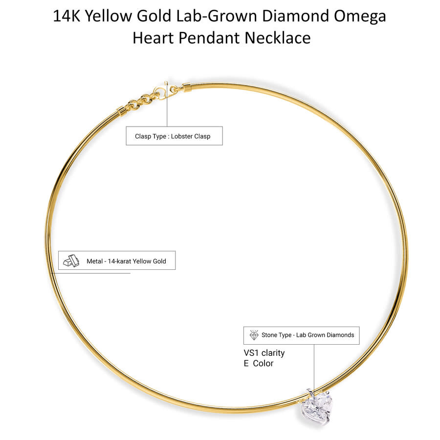 Diamond2deal 14k Yellow Gold 2.25 Ct Heart Shape Lab Grown Diamond Pendant Necklace 18" Vs1 In Yellow
