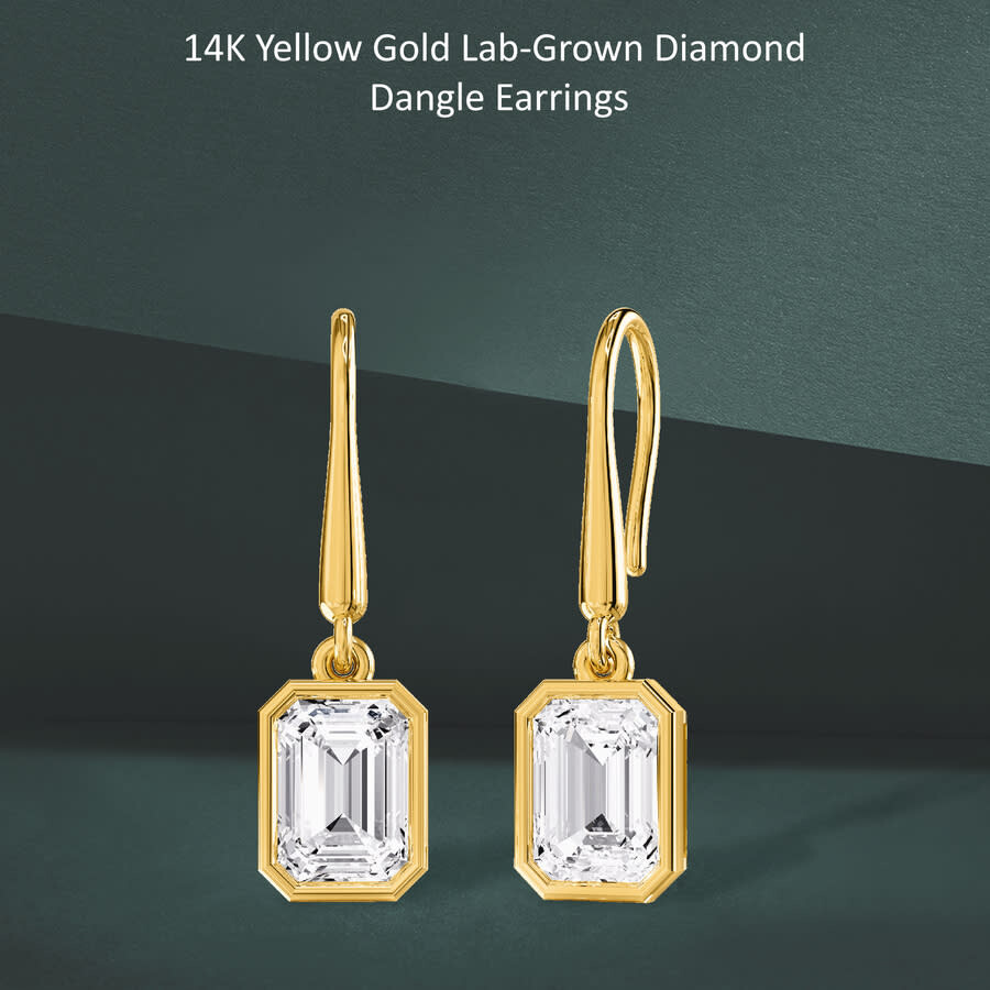 Diamond2deal 14k Yellow Gold 2.3 Ct Radiant Cut Lab Grown Diamond Drop & Dangle Earrings Vvs-vs In Yellow