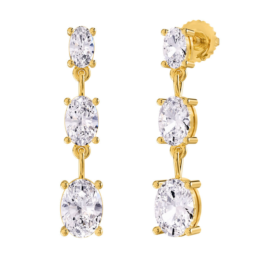 Diamond2deal 14k Yellow Gold 2.60 Ct Oval Cut Lab Grown Diamond Drop & Dangle Earrings Vvs-vs In Yellow
