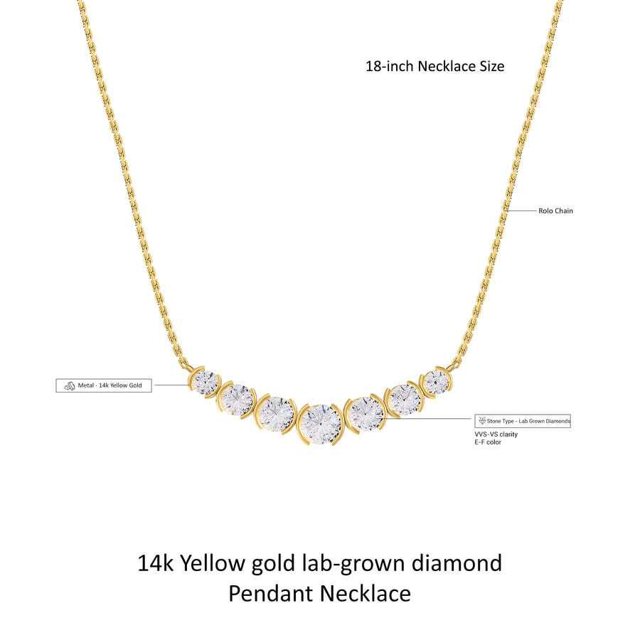 Diamond2deal 14k Yellow Gold 2.8 Ct Round Lab Grown Diamond Pendant Necklace 18" Chain Vvs-vs In Yellow