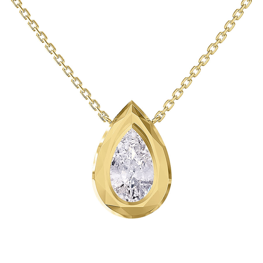 Diamond2deal 14k Yellow Gold 3 Carat Pear Shape Lab Grown Diamond Pendant Necklace 18" Vvs-vs In Yellow