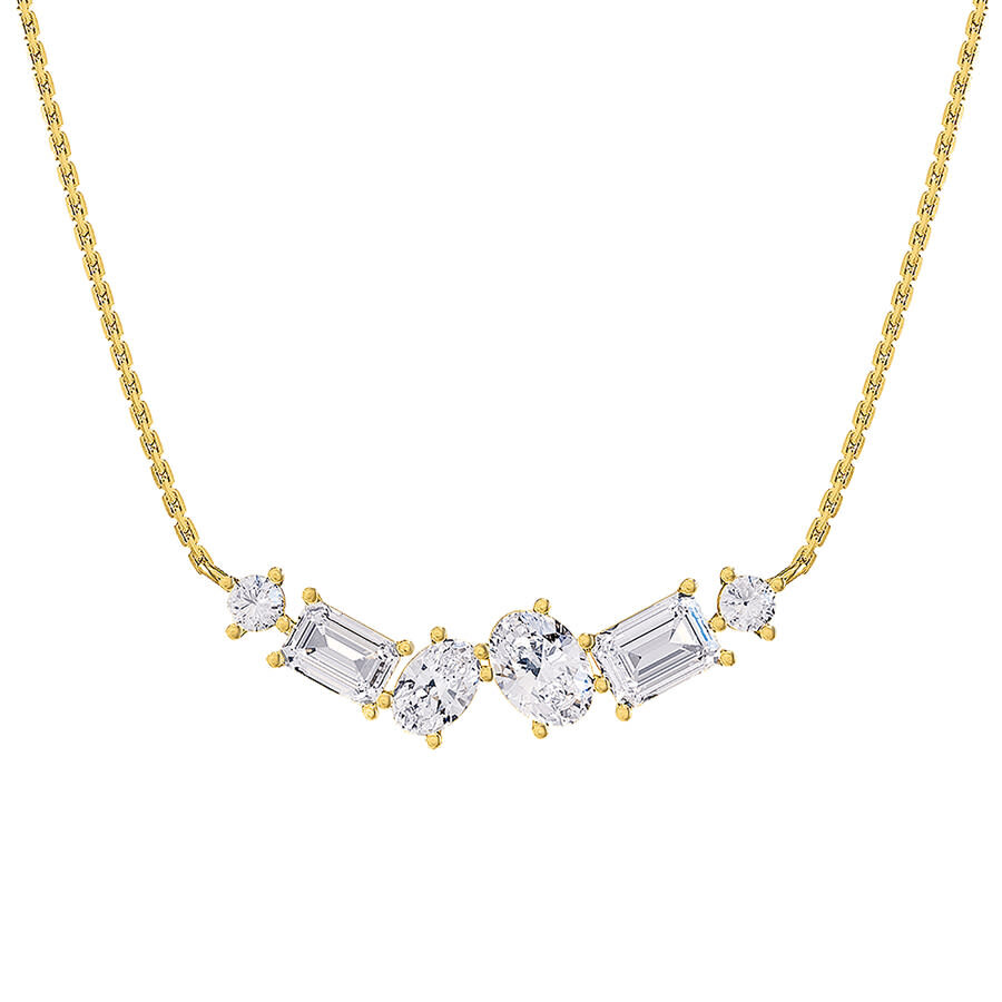 Diamond2deal 14k Yellow Gold 3 Ct Multi Shape Lab Grown Diamond Pendant Necklace 18" Chain Vvs-vs In Yellow