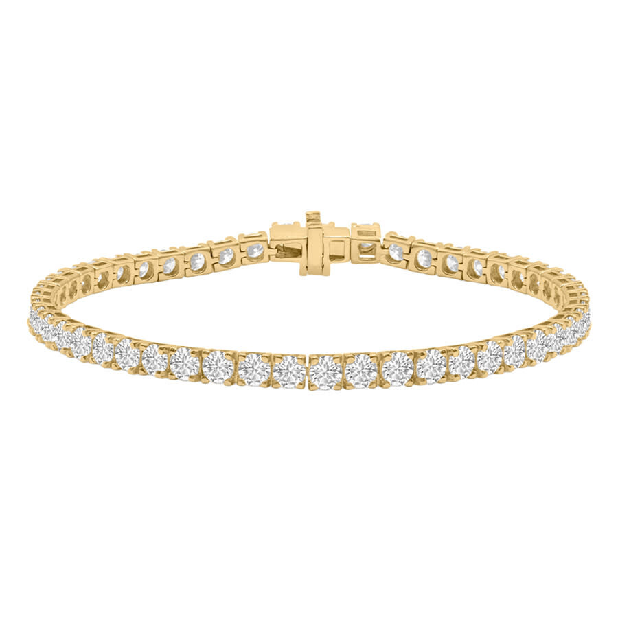 Diamond2deal 14k Yellow Gold 15 Ctw Lab-grown Diamond 4-prong Setting Straight-line Tennis Bracelet  In Gold
